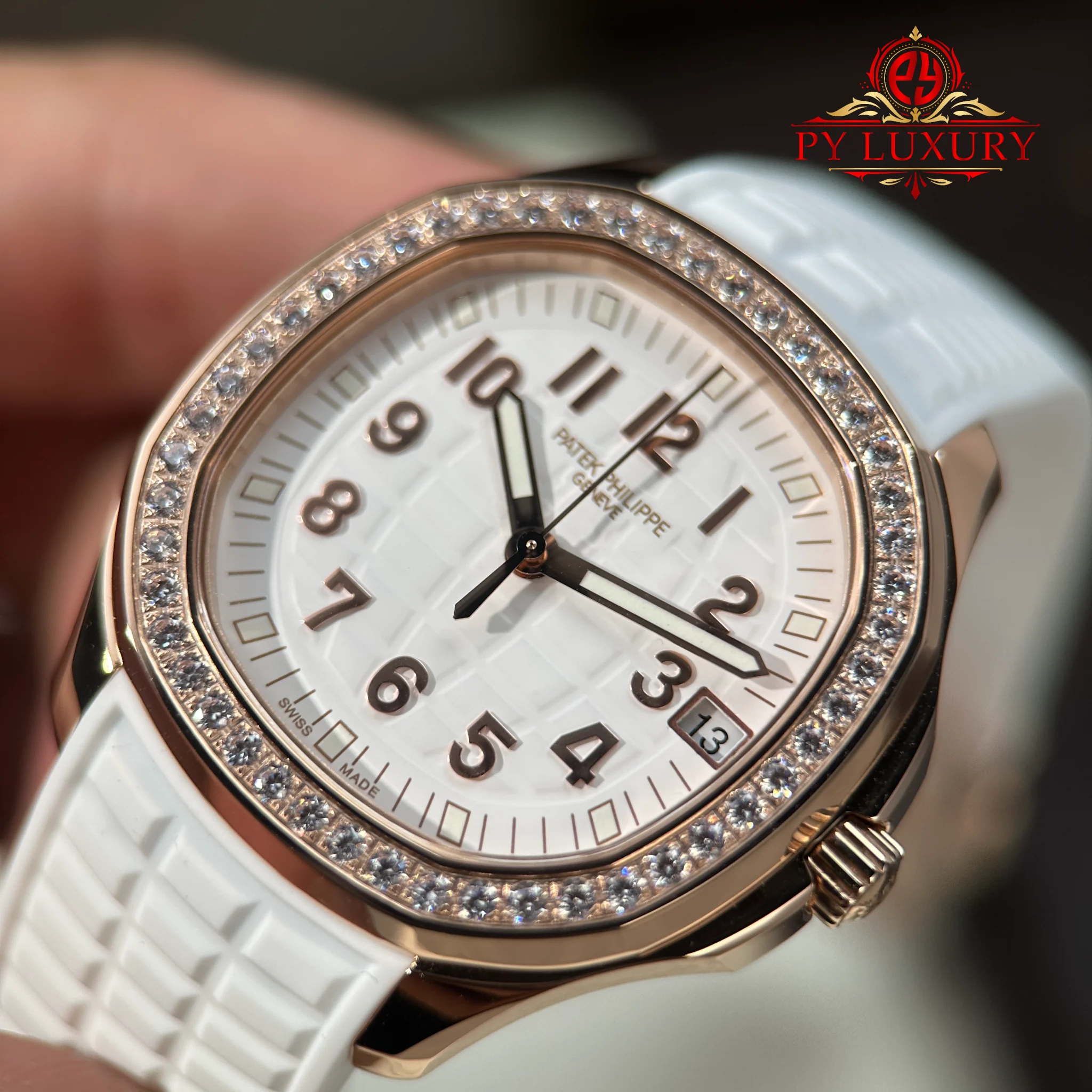 Patek Philippe Aquanaut Luce 5268 200R-001 Rose Gold White Dial Diamond Bezel - 6