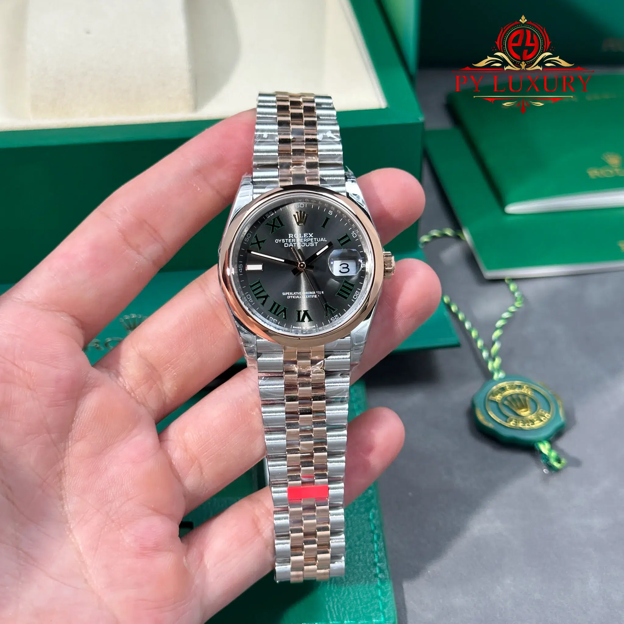 Rolex Datejust 126201-0029 Steel & Rose Gold Wimbledon Smooth Bezel Jubilee Bracelet - 1 Rolex Datejust 126201-0029 Steel & Rose Gold Wimbledon Smooth Bezel Jubilee Bracelet 1:1 Best Replica VSF 36mm