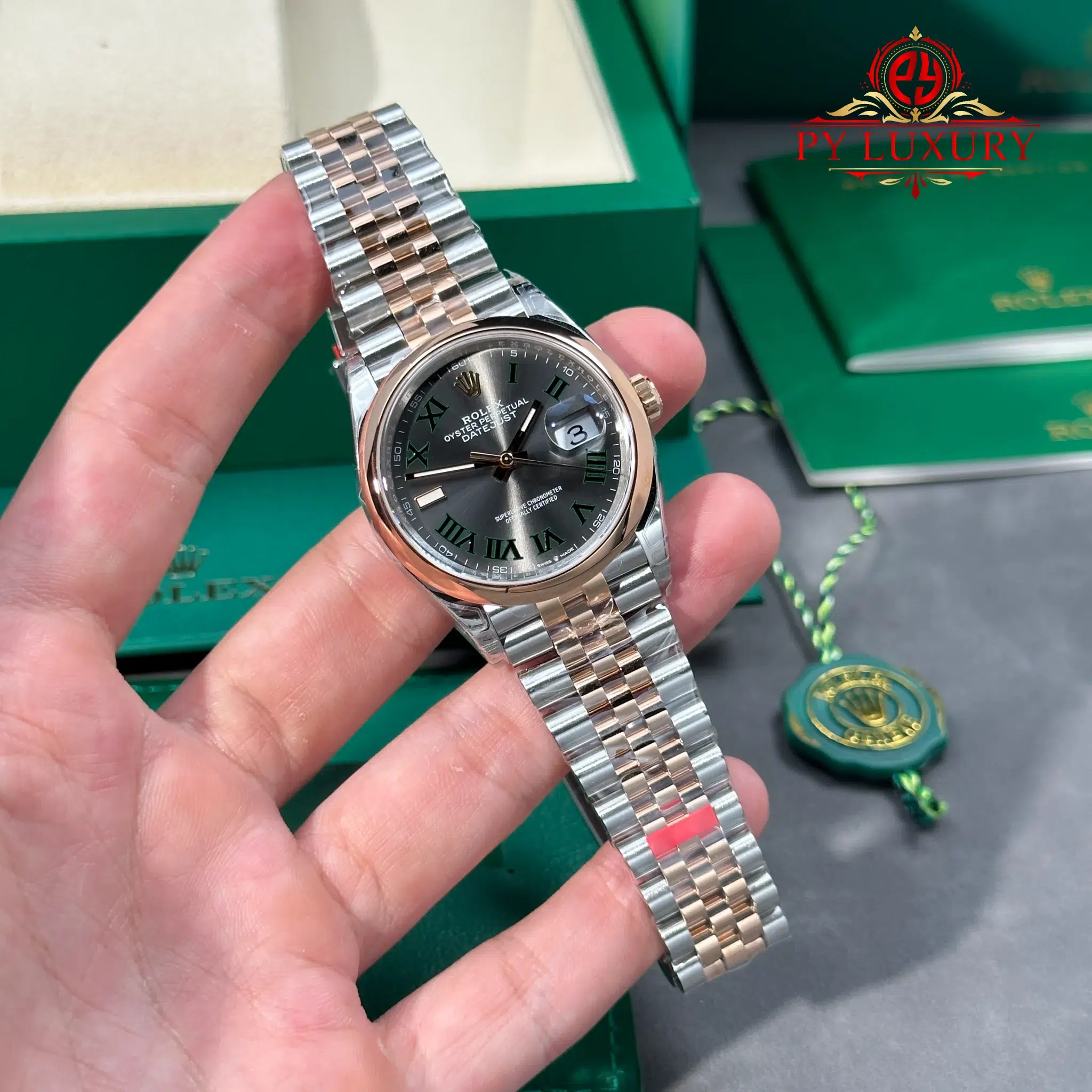 Rolex Datejust 126201-0029 Steel & Rose Gold Wimbledon Smooth Bezel Jubilee Bracelet - 2