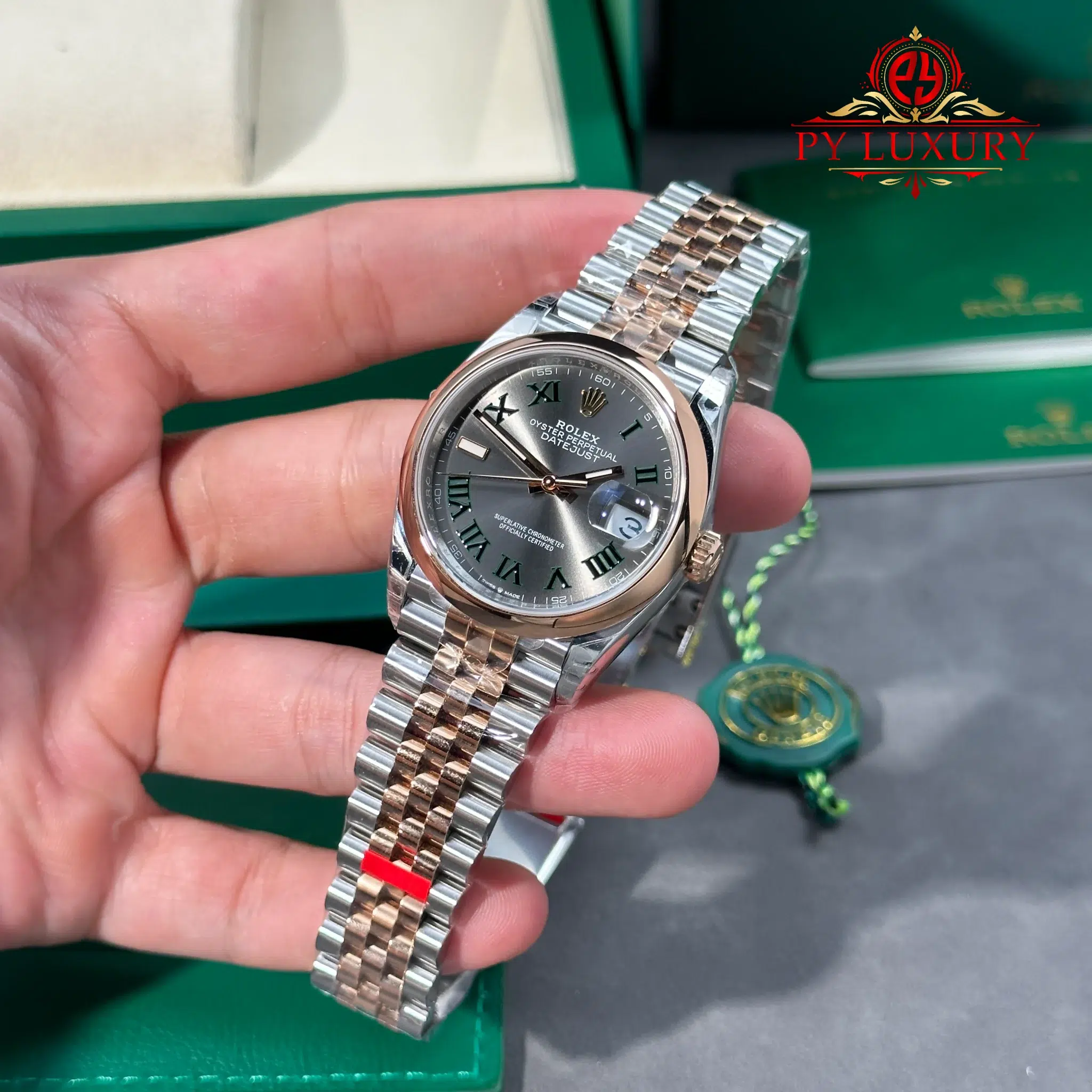 Rolex Datejust 126201-0029 Steel & Rose Gold Wimbledon Smooth Bezel Jubilee Bracelet - 3