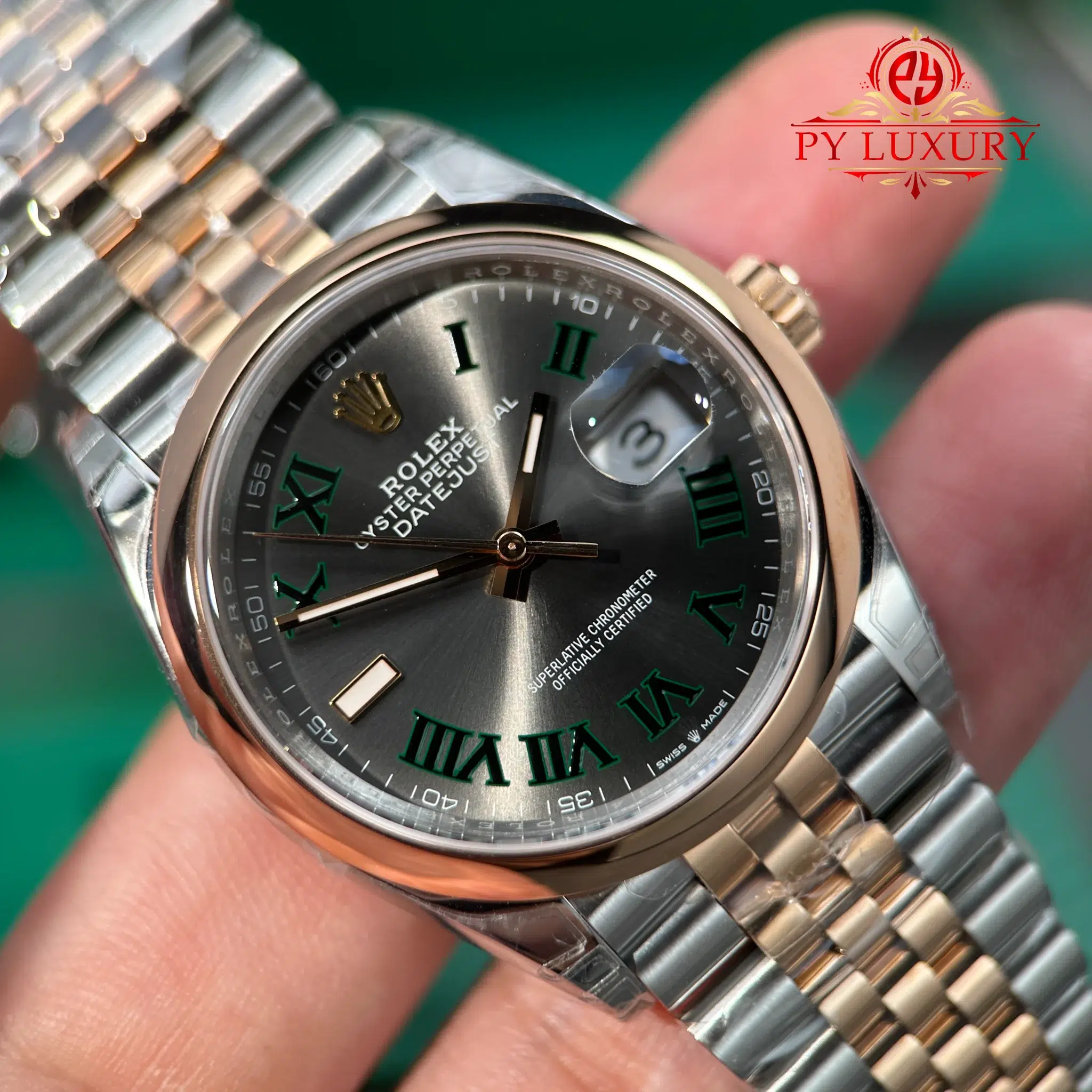 Rolex Datejust 126201-0029 Steel & Rose Gold Wimbledon Smooth Bezel Jubilee Bracelet - 6