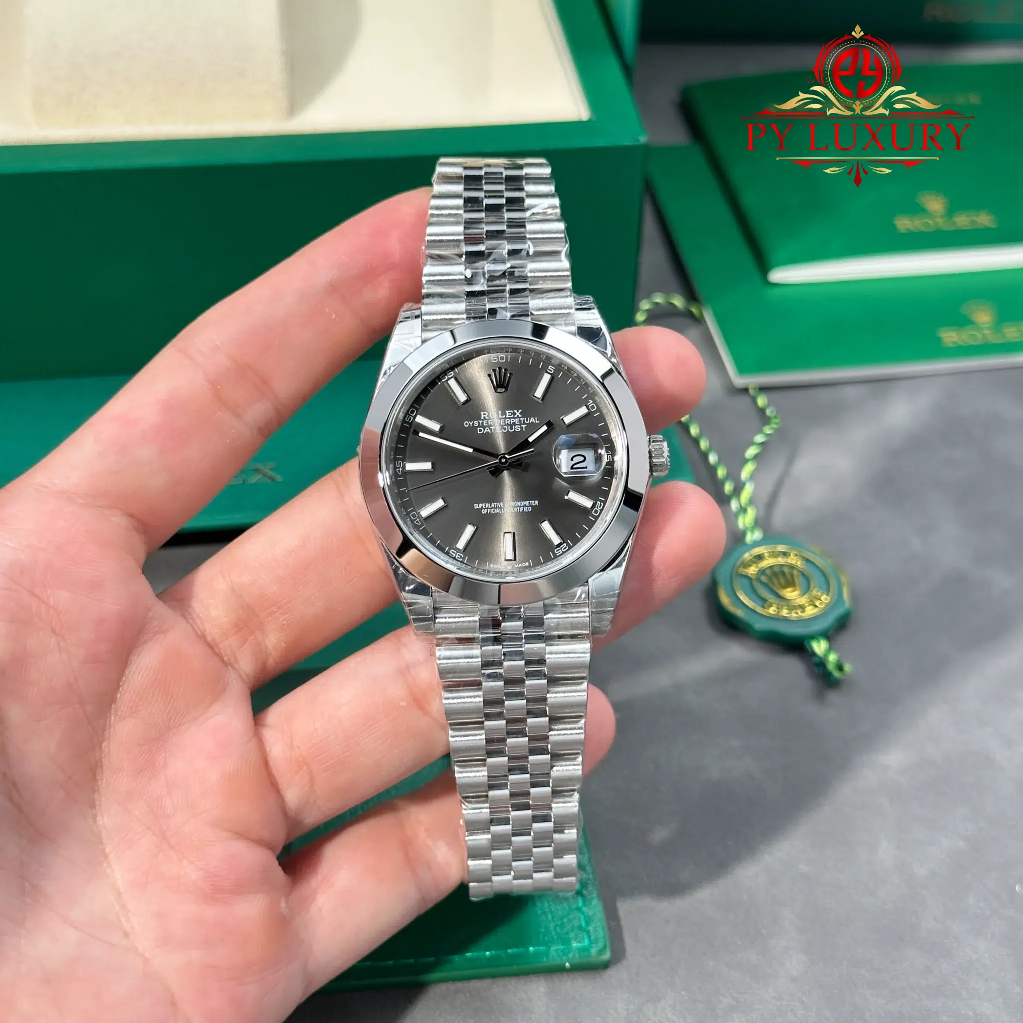Rolex Datejust 126300-0008 Slate Dial Smooth Bezel Jubilee Bracelet Super Clone - 1 Rolex Datejust 126300-0008 Slate Dial Smooth Bezel Jubilee Bracelet Super Clone VSF 41mm
