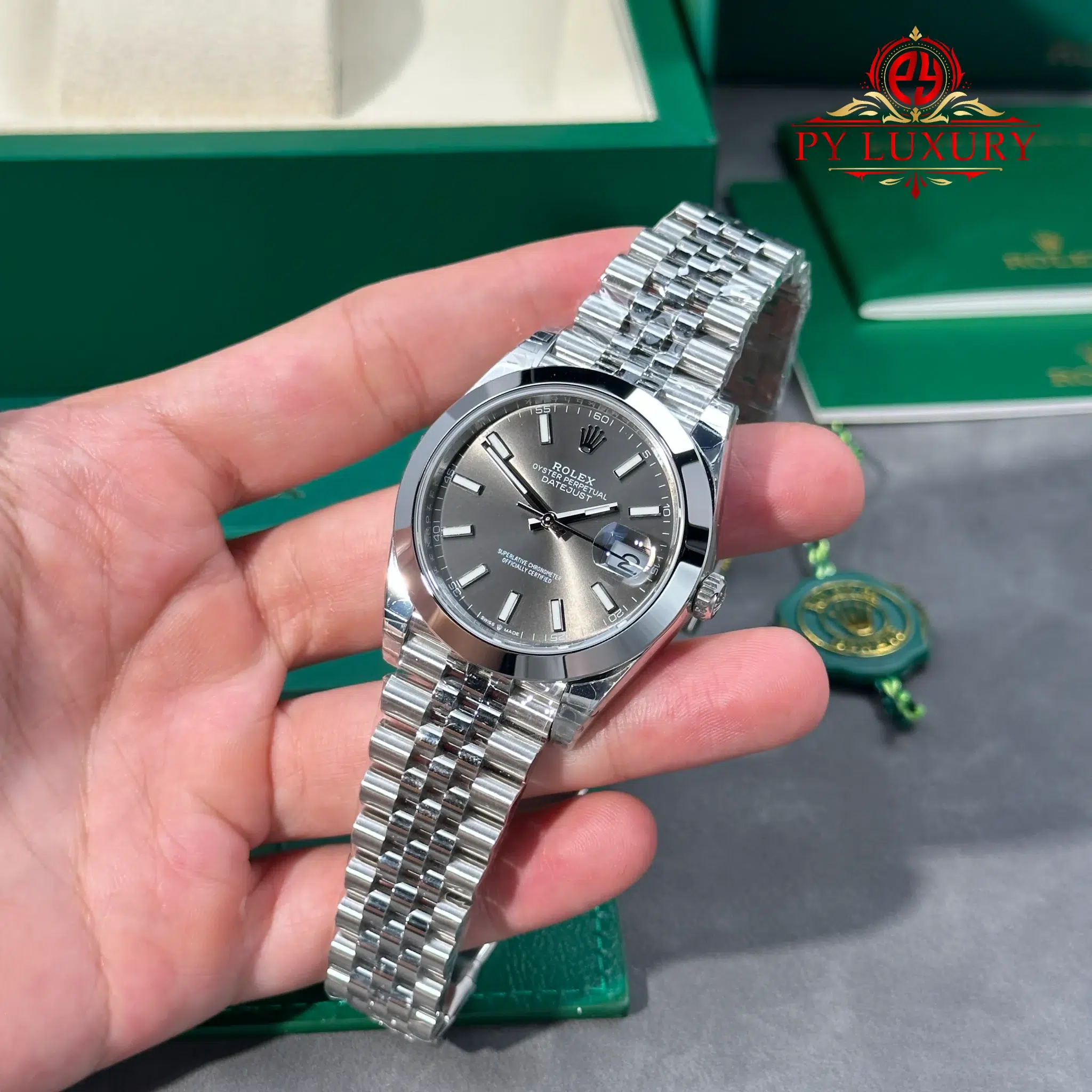 Rolex Datejust 126300-0008 Slate Dial Smooth Bezel Jubilee Bracelet Super Clone - 3