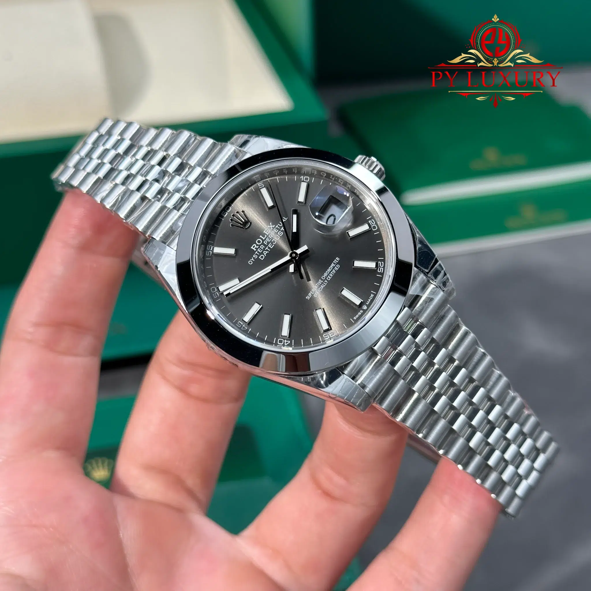 Rolex Datejust 126300-0008 Slate Dial Smooth Bezel Jubilee Bracelet Super Clone - 4