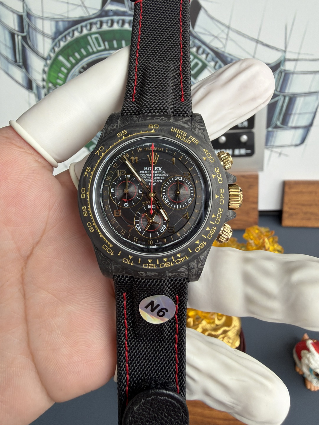 Rolex Daytona DiW Avia Black Carbon Fiber Textile Strap 1-1 Best Replica N6F - 1 Rolex Daytona DiW Avia Black Carbon Fiber Textile Strap 1:1 Best Replica N6F 40mm