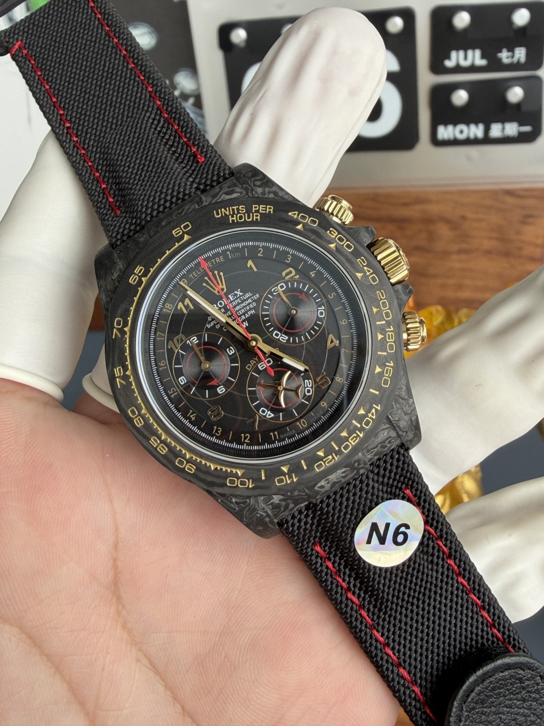 Rolex Daytona DiW Avia Black Carbon Fiber Textile Strap 1-1 Best Replica N6F - 2