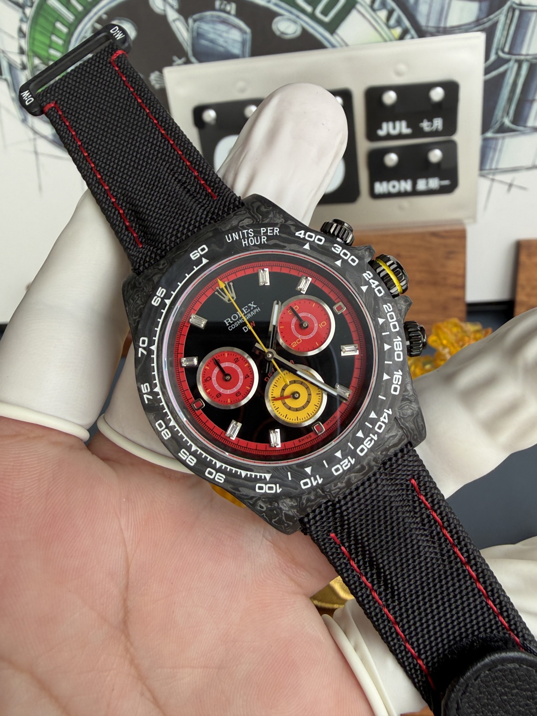 Rolex Daytona DiW F1 Racing Inspired Diamond Index Dial Black Carbon Fiber Super Clone N6F - 2