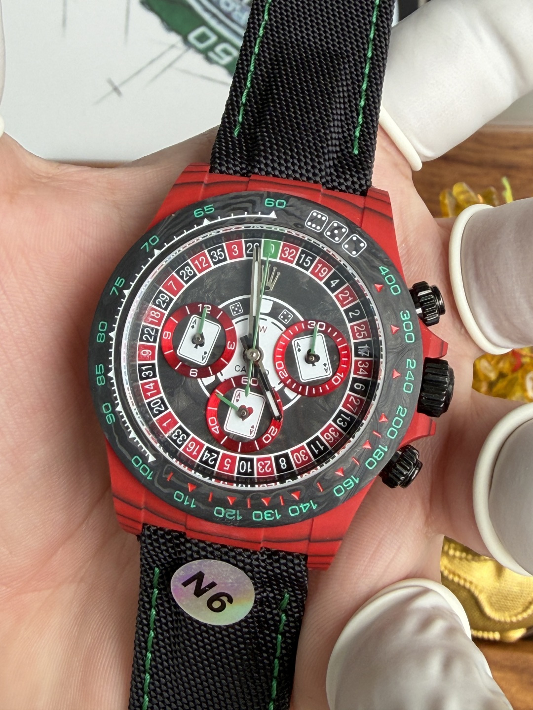 Rolex Daytona DiW Lucky Player 3 Red Quartz Fiber Textile Strap Super Clone N6F - 12