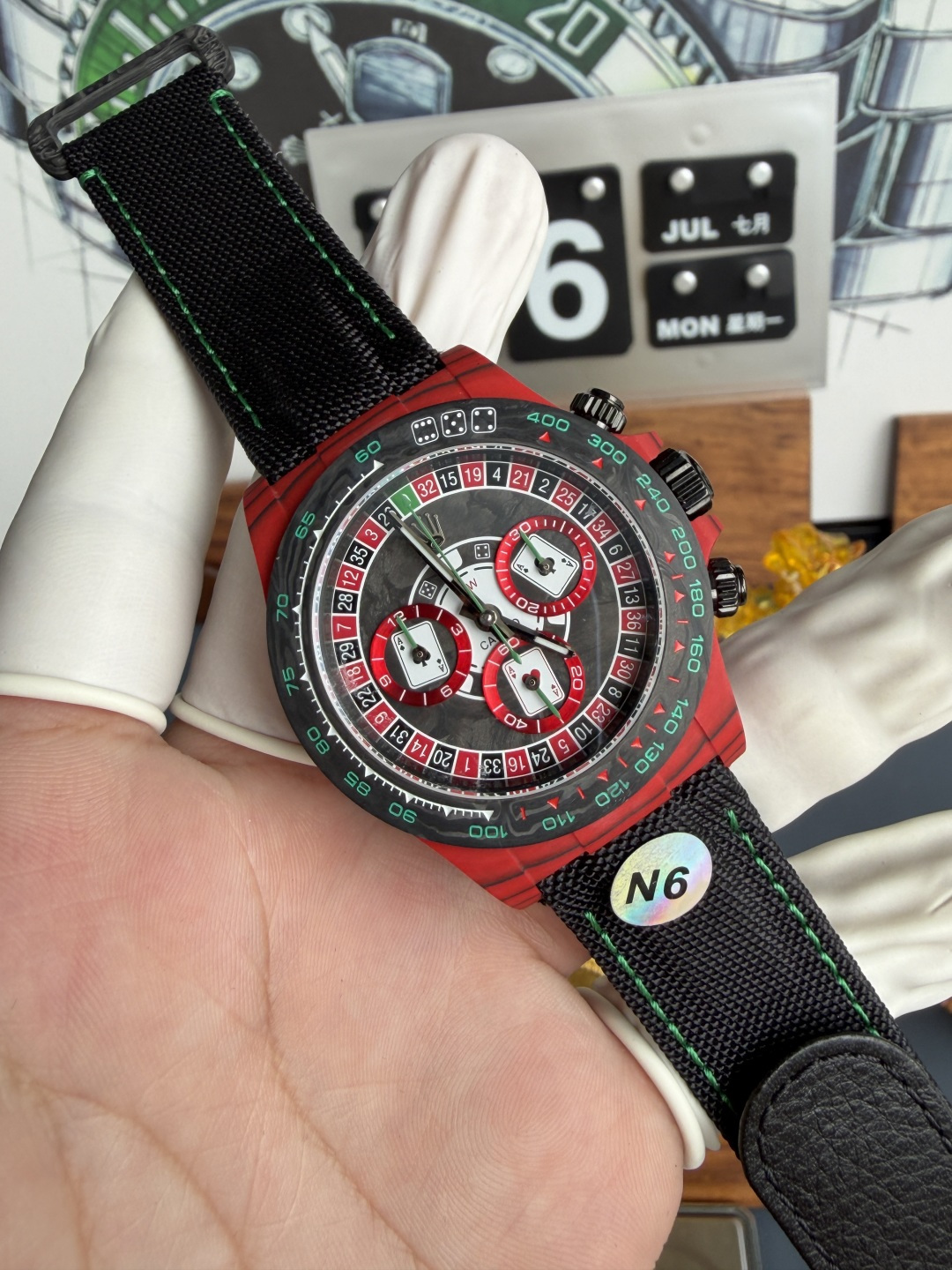 Rolex Daytona DiW Lucky Player 3 Red Quartz Fiber Textile Strap Super Clone N6F - 2