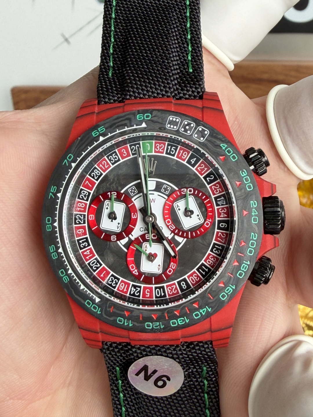 Rolex Daytona DiW Lucky Player 3 Red Quartz Fiber Textile Strap Super Clone N6F - 6