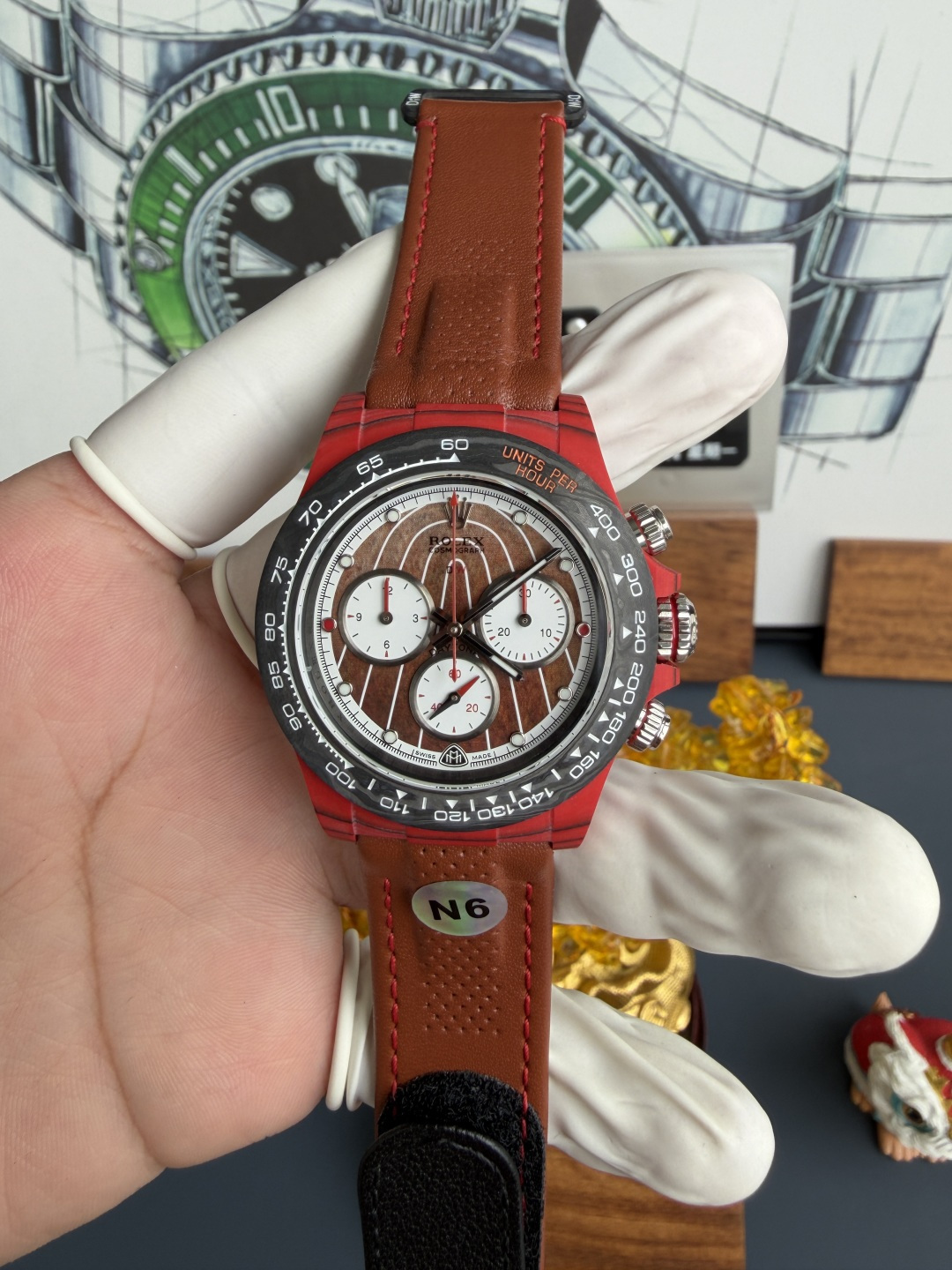 Rolex Daytona DiW Mercedes Maybach CarboQuartz Leather Strap Best Replica N6F - 1 Rolex Daytona DiW Mercedes Maybach CarboQuartz Leather Strap Super Clone N6F 40mm