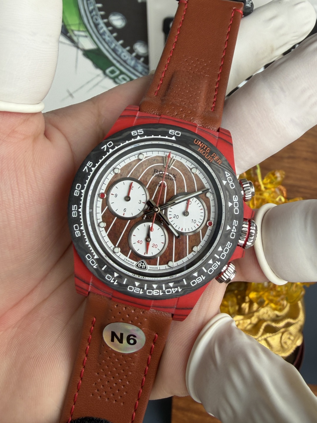 Rolex Daytona DiW Mercedes Maybach CarboQuartz Leather Strap Best Replica N6F - 3