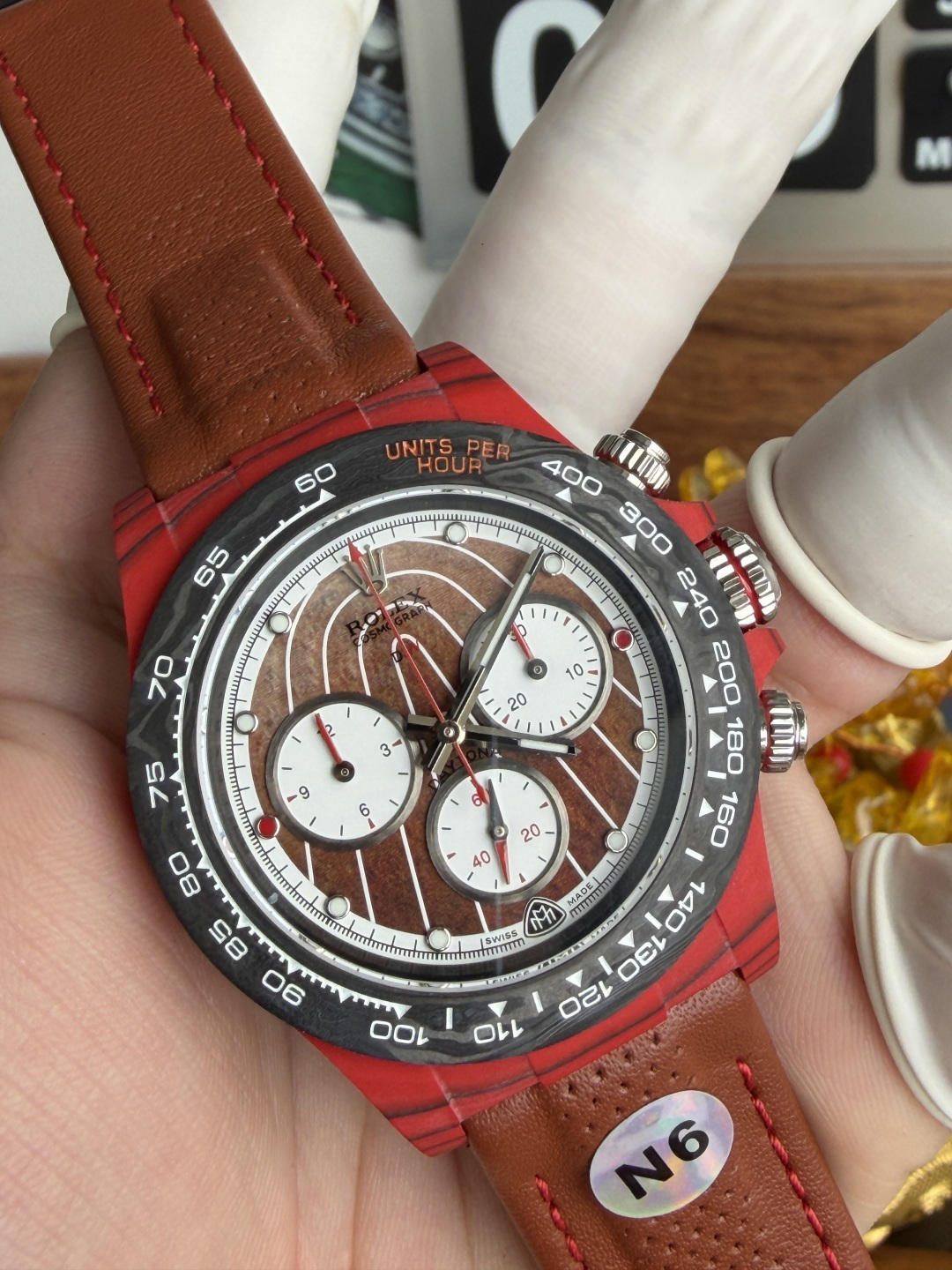 Rolex Daytona DiW Mercedes Maybach CarboQuartz Leather Strap Best Replica N6F - 4