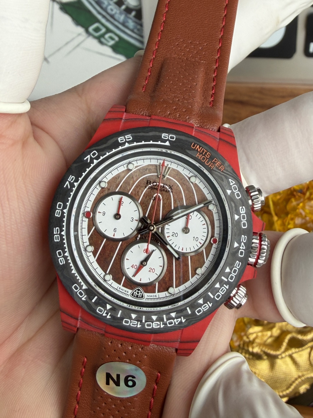 Rolex Daytona DiW Mercedes Maybach CarboQuartz Leather Strap Best Replica N6F - 5