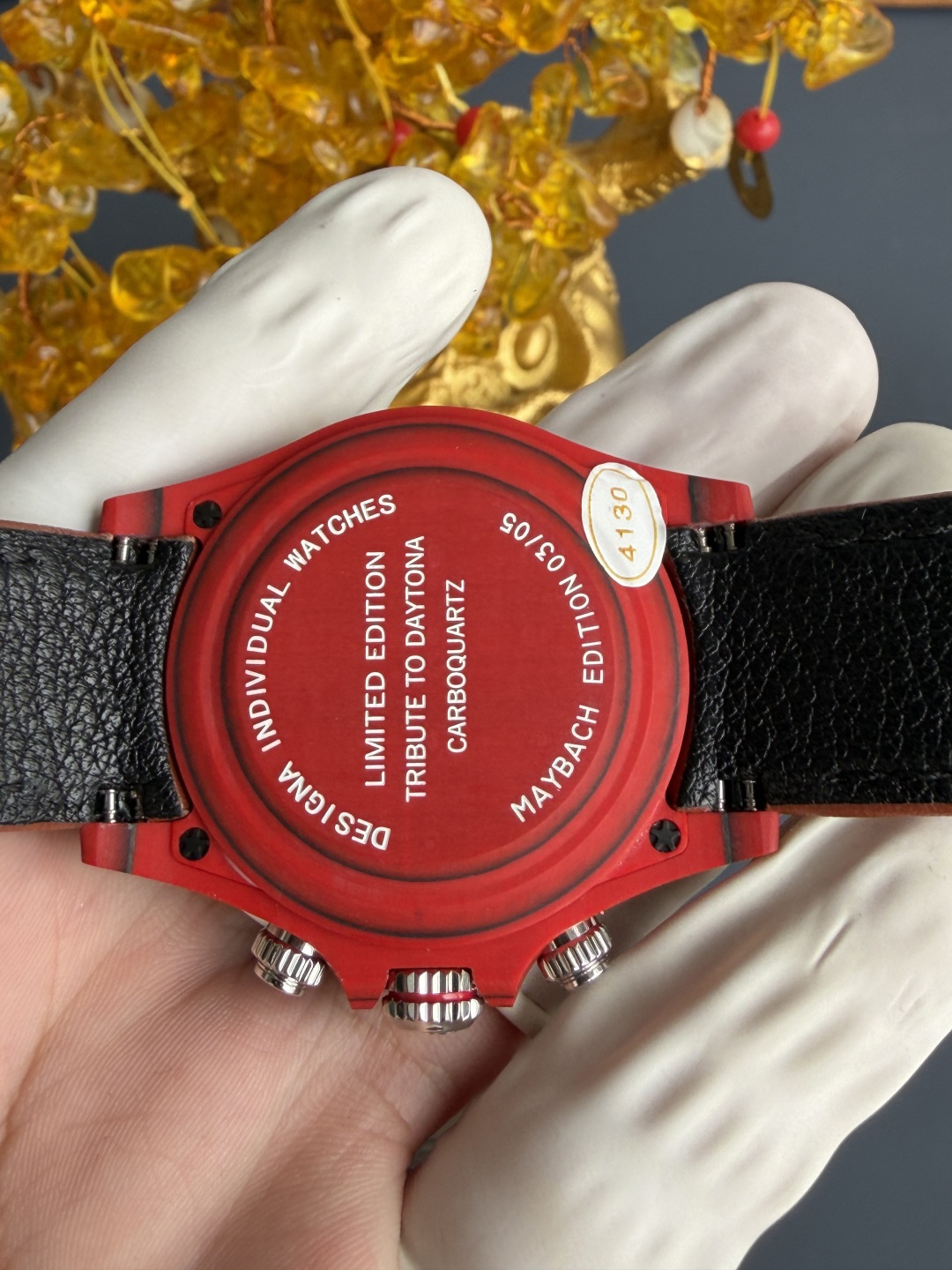 Rolex Daytona DiW Mercedes Maybach CarboQuartz Leather Strap Best Replica N6F - 9