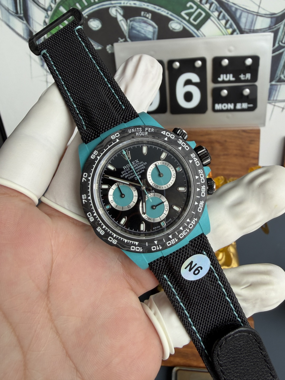 Rolex Daytona DiW Tiffany Blue Celeste CarboQuartz Textile Strap Super Clone N6F - 2