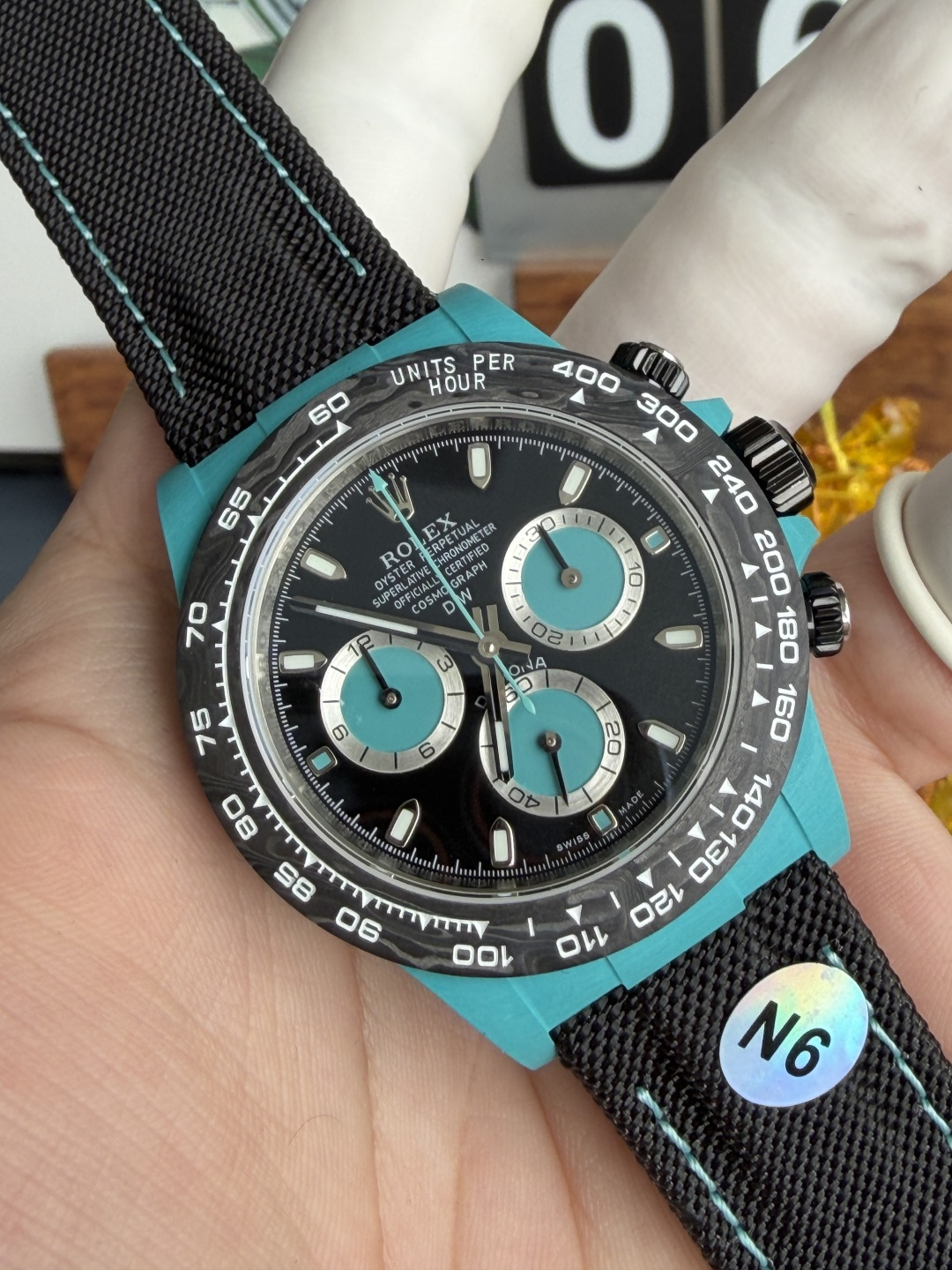 Rolex Daytona DiW Tiffany Blue Celeste CarboQuartz Textile Strap Super Clone N6F - 4