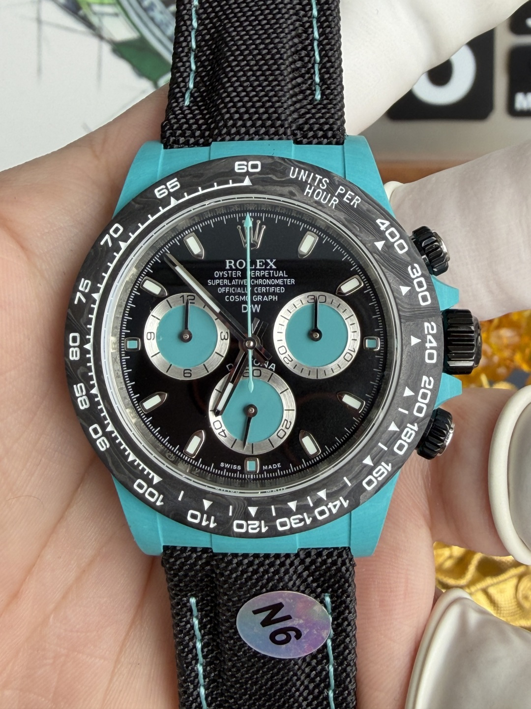 Rolex Daytona DiW Tiffany Blue Celeste CarboQuartz Textile Strap Super Clone N6F - 6