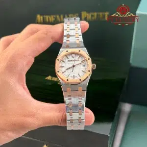 Audemars Piguet Royal Oak 77350SR Selfwinding Two Tone Rose Gold Silver Dial Best Replica ZF 34mm