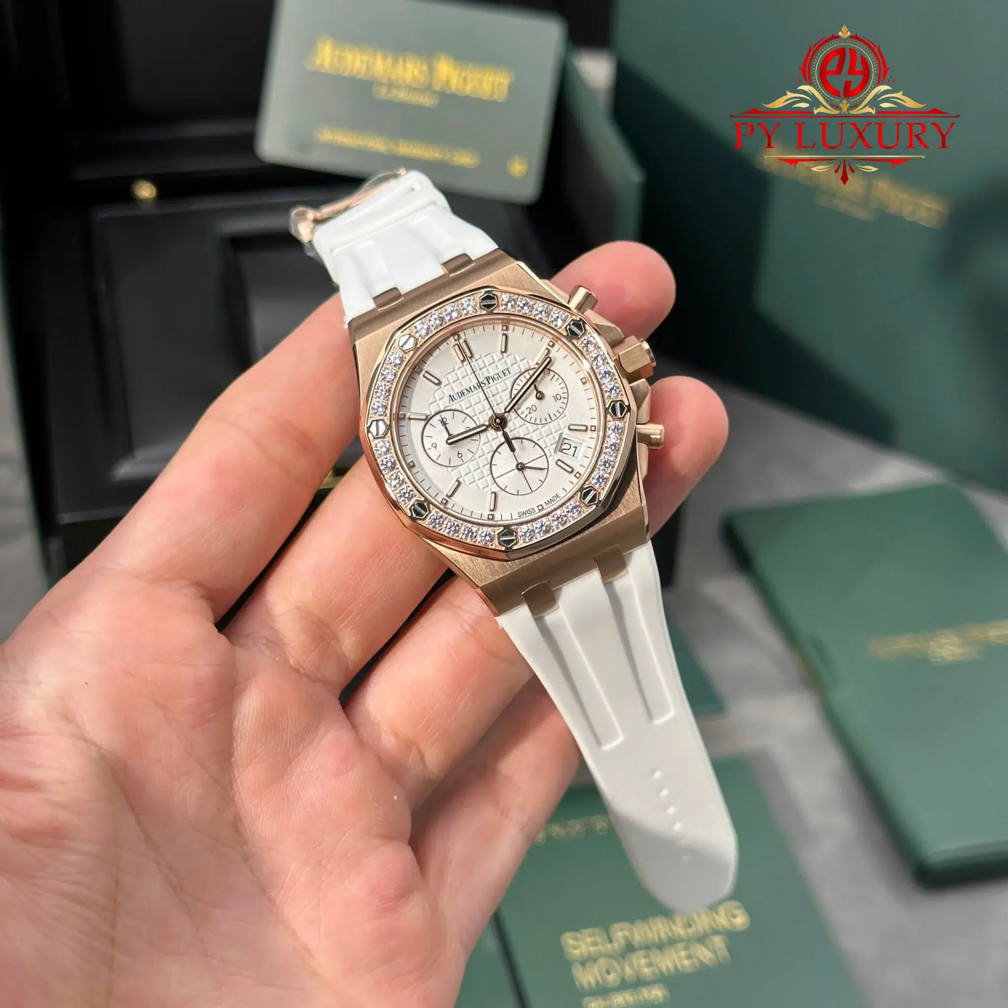 Audemars Piguet Royal Oak Offshore 26231OR Chronograph Rose Gold Silver-toned Dial Diamond Bezel Best Clone PPF - 2