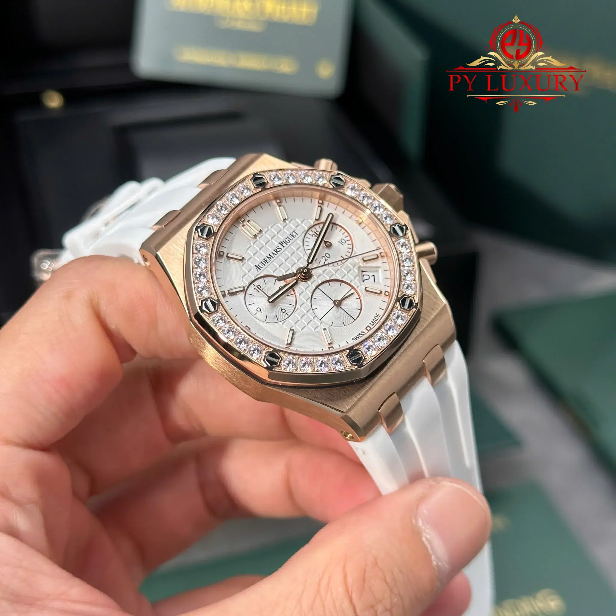 Audemars Piguet Royal Oak Offshore 26231OR Chronograph Rose Gold Silver-toned Dial Diamond Bezel Best Clone PPF - 4