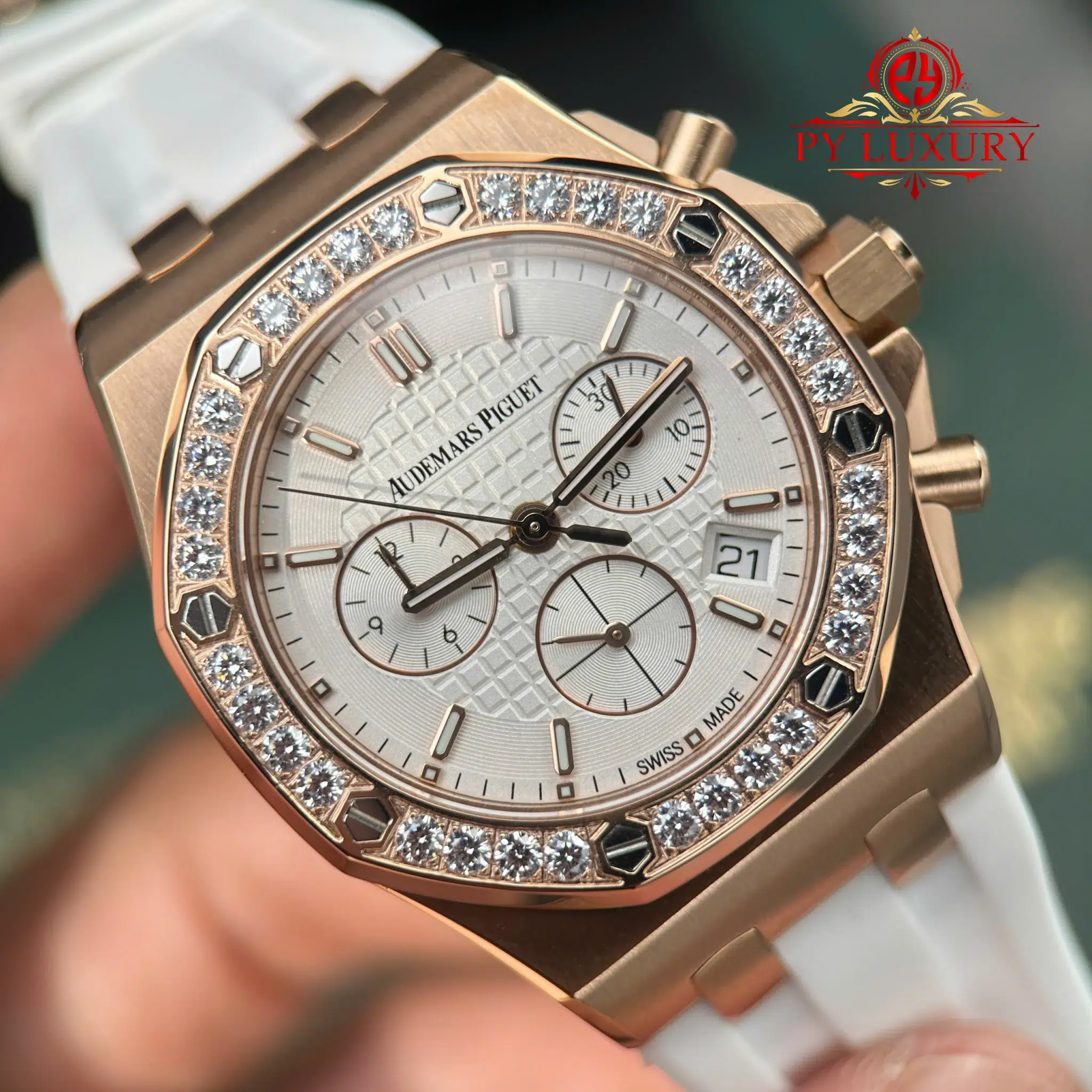 Audemars Piguet Royal Oak Offshore 26231OR Chronograph Rose Gold Silver-toned Dial Diamond Bezel Best Clone PPF - 5