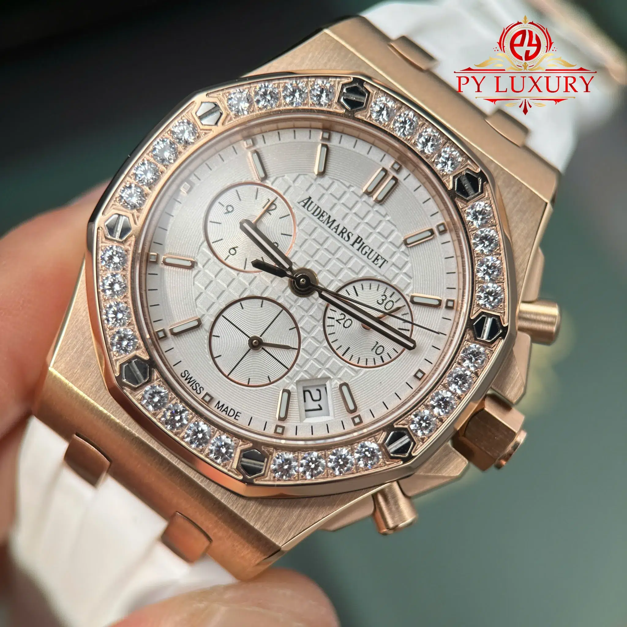 Audemars Piguet Royal Oak Offshore 26231OR Chronograph Rose Gold Silver-toned Dial Diamond Bezel Best Clone PPF - 6