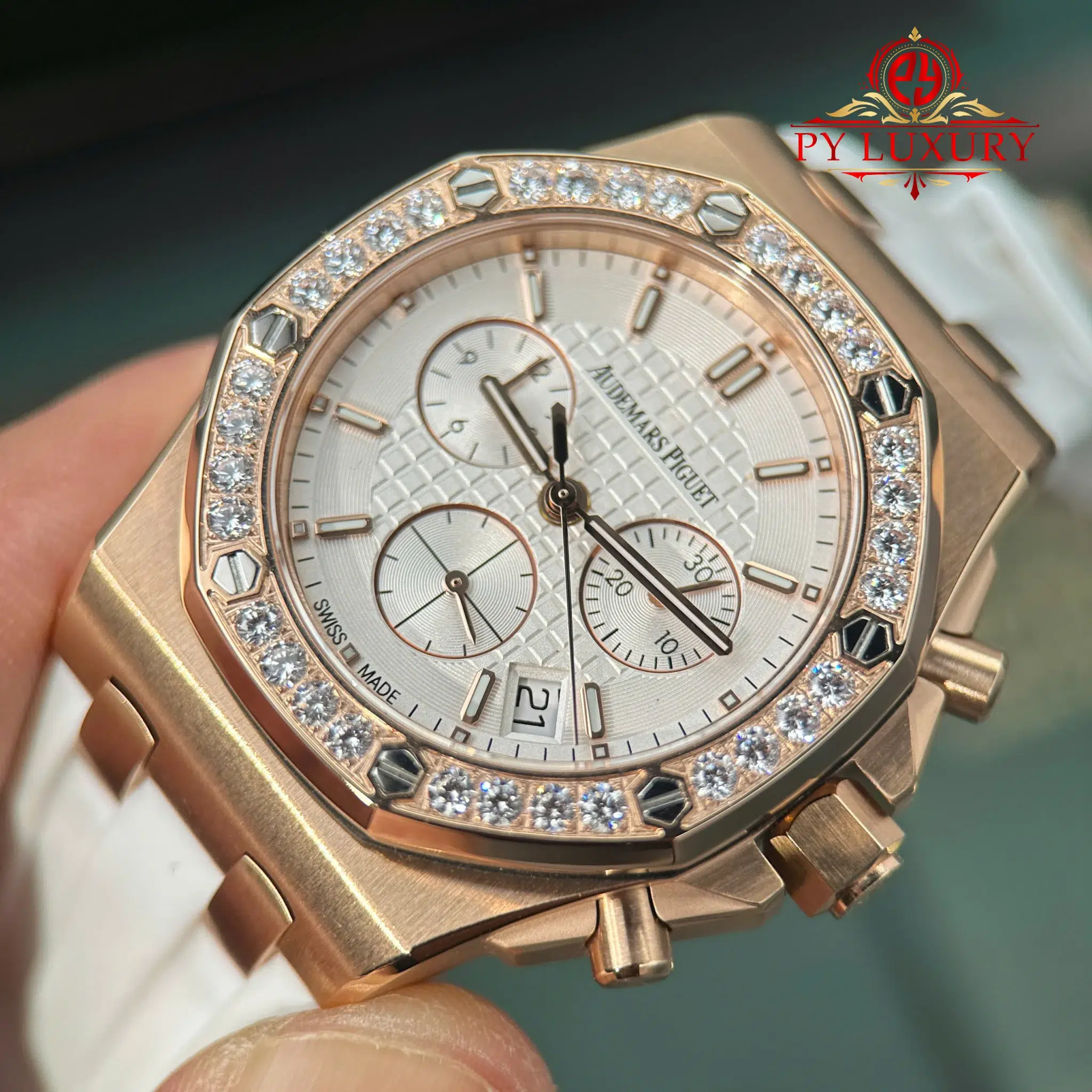 Audemars Piguet Royal Oak Offshore 26231OR Chronograph Rose Gold Silver-toned Dial Diamond Bezel Best Clone PPF - 8