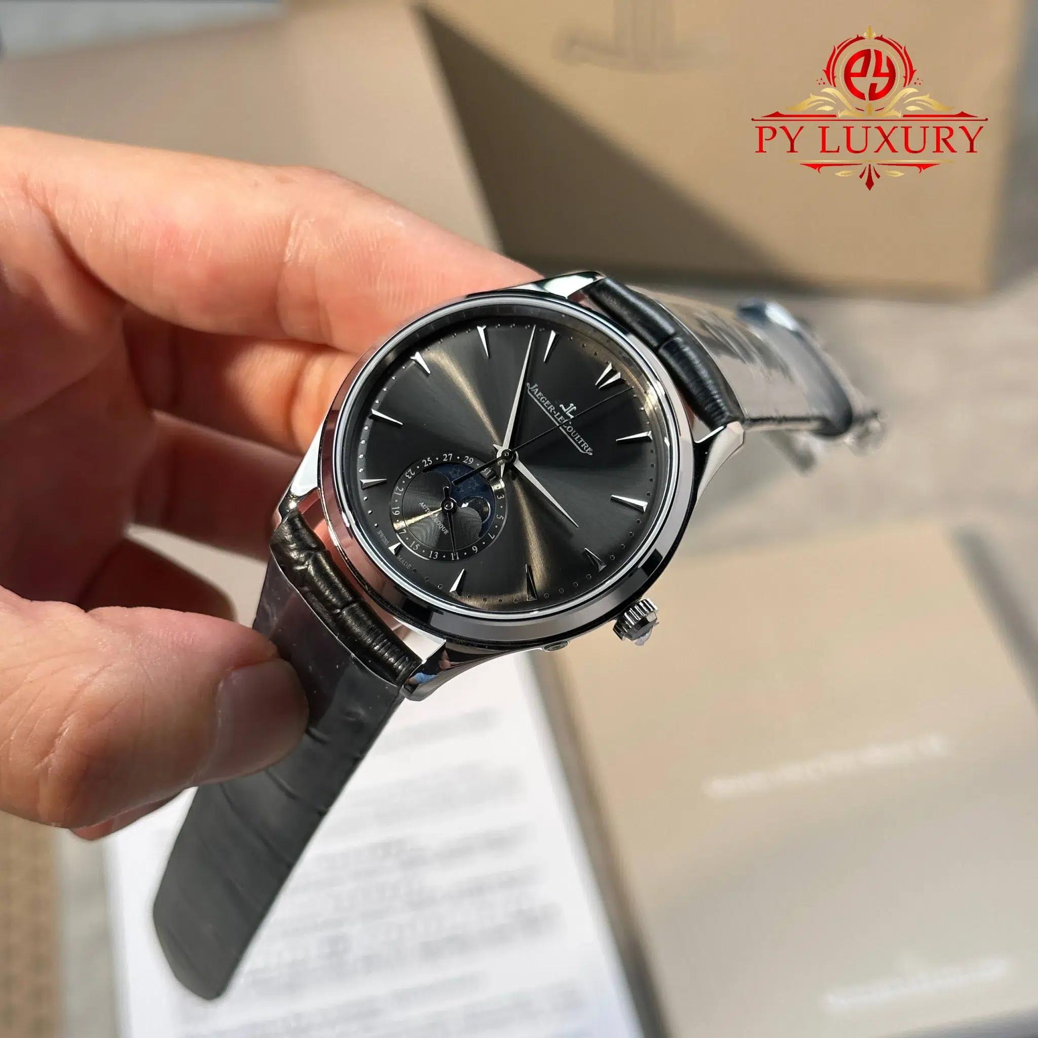 Jaeger-LeCoultre Master Ultra Thin Moon Q1363540 Grey Dial Leather Strap JJF - 5