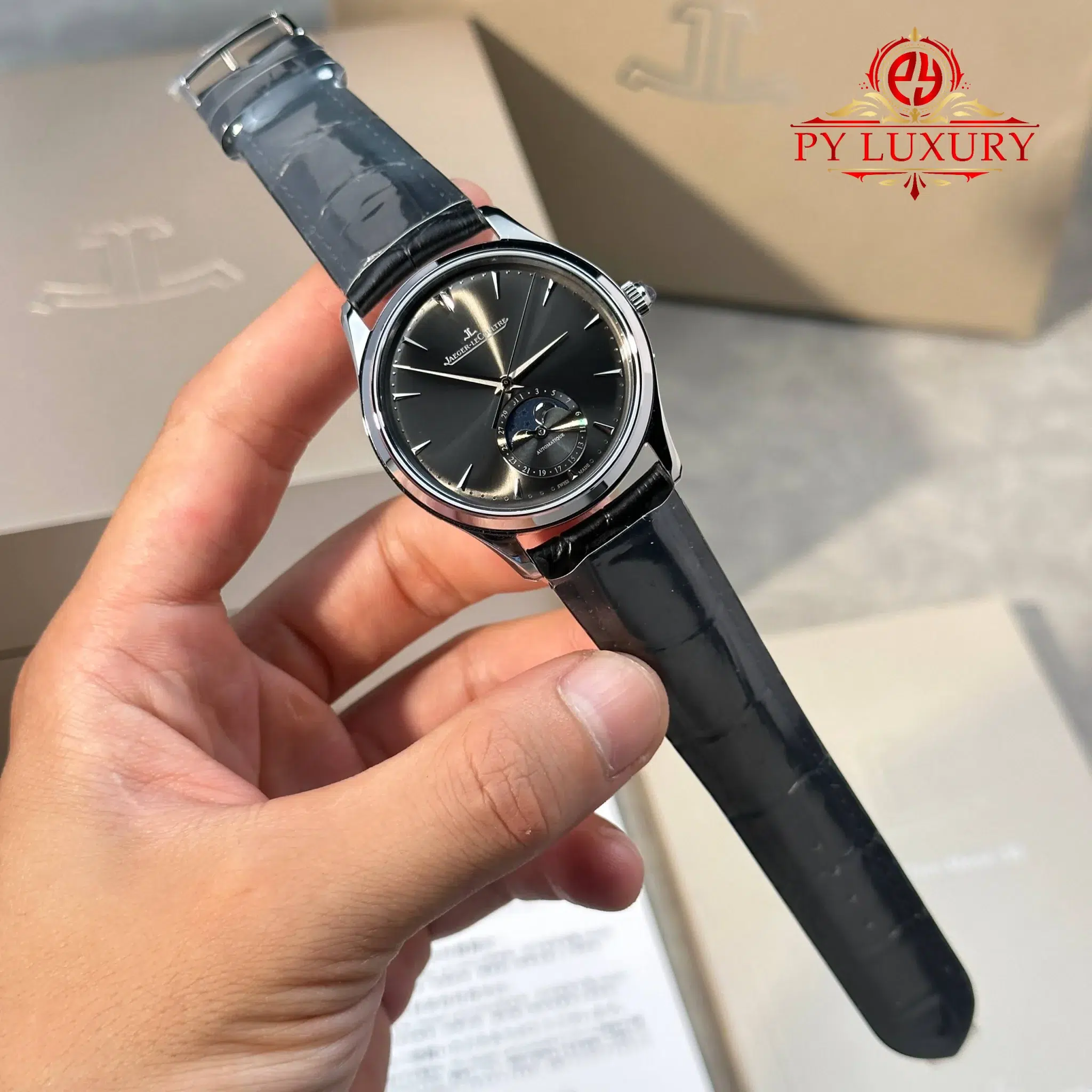 Jaeger-LeCoultre Master Ultra Thin Moon Q1363540 Grey Dial Leather Strap JJF - 6
