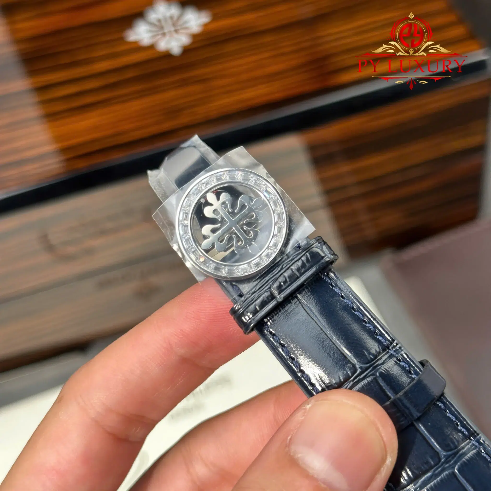 Patek Philippe Grand Complications 6104P-010 Celestial Joaillerie Blue Dial Diamond Baguette Bezel Leather Strap PPF - 12