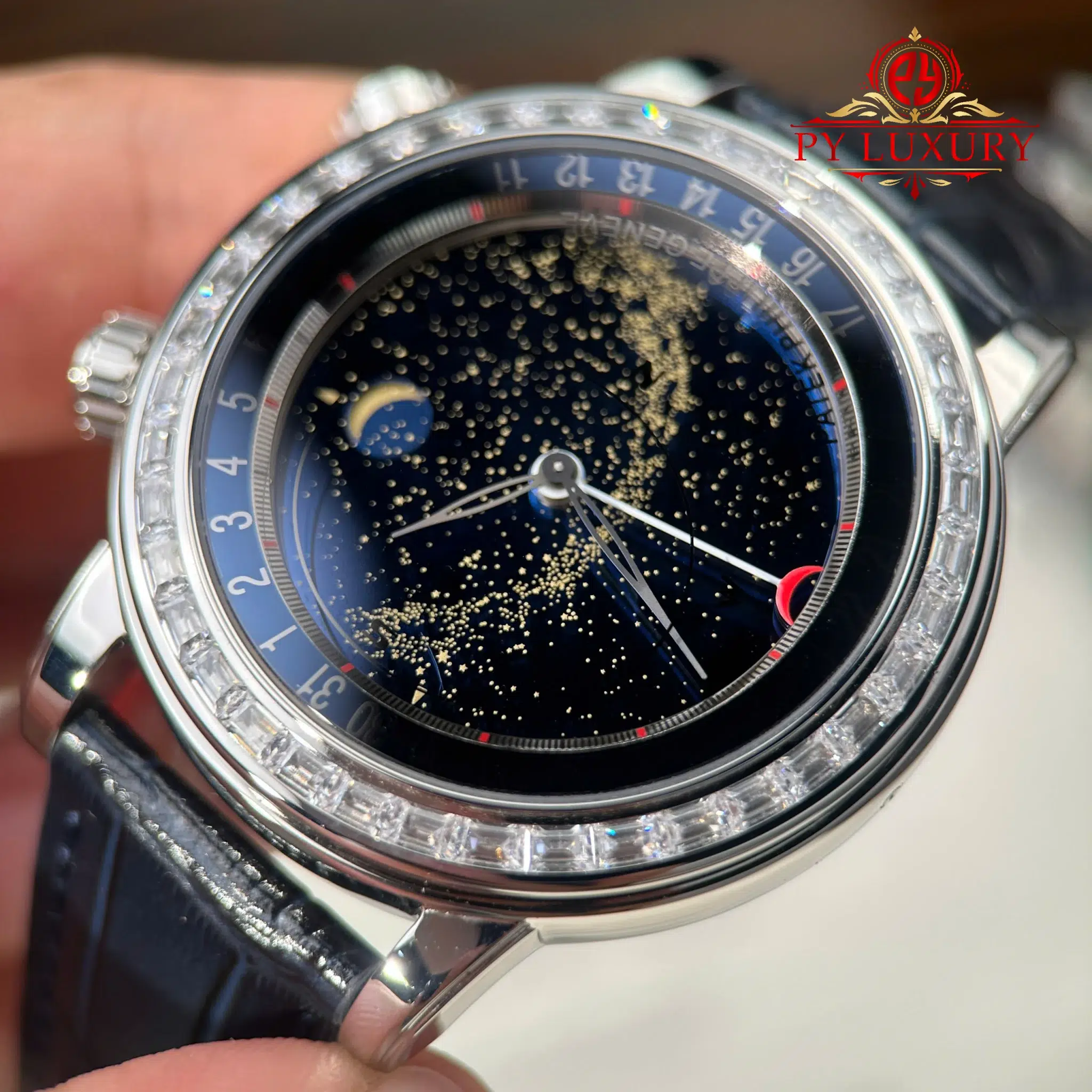 Patek Philippe Grand Complications 6104P-010 Celestial Joaillerie Blue Dial Diamond Baguette Bezel Leather Strap PPF - 7