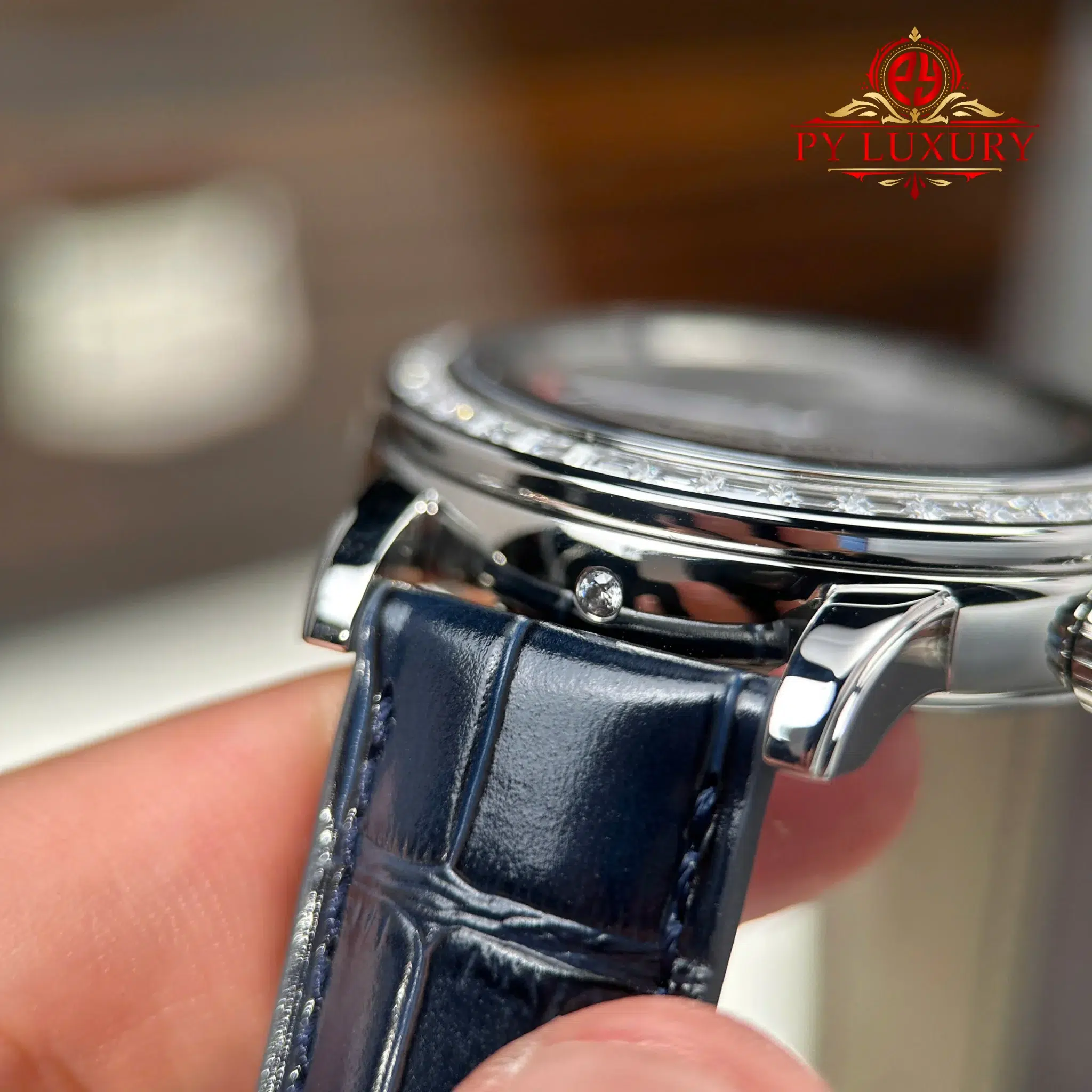 Patek Philippe Grand Complications 6104P-010 Celestial Joaillerie Blue Dial Diamond Baguette Bezel Leather Strap PPF - 8