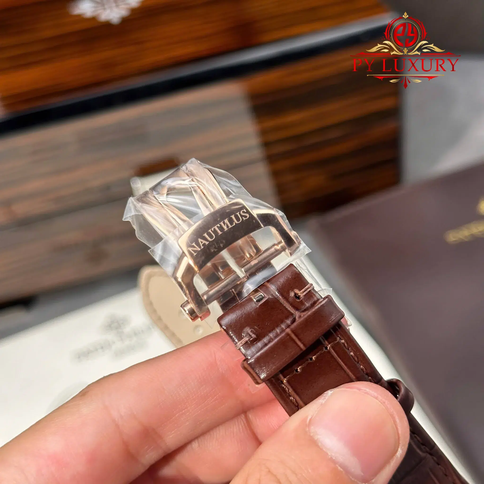 Patek Philippe Nautilus 5980R-001 Chronograph Rose Gold Brown Dial Leather Strap - 12