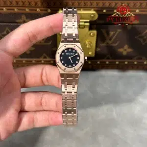 Audemars Piguet Royal Oak 67630OR Rose Gold Mini Quartz Black Diamond Dial Best Replica 23mm