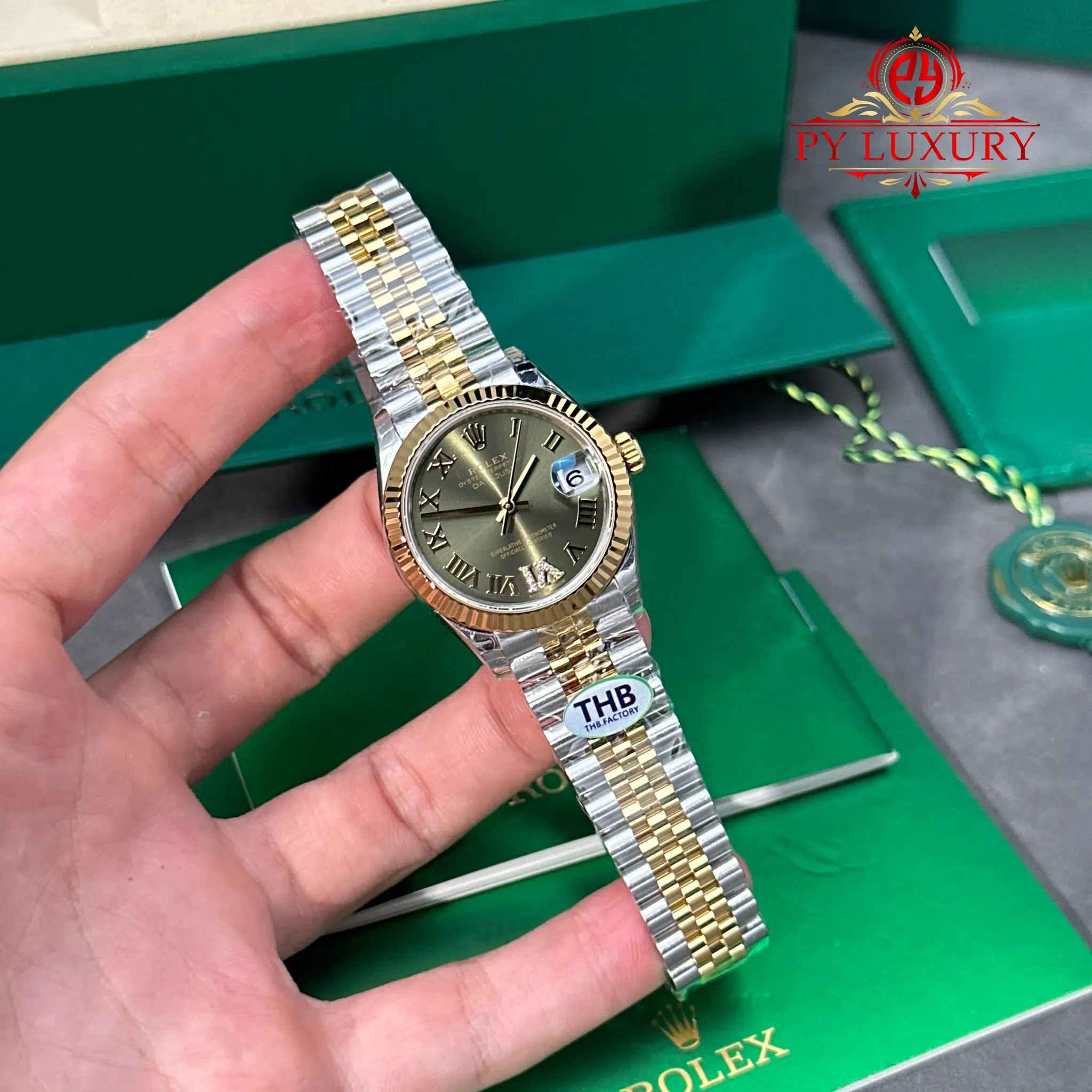 Rolex Datejust 278273-0016 Steel Yellow Gold Olive Green VI Diamond Dial Jubilee Bracelet - 2