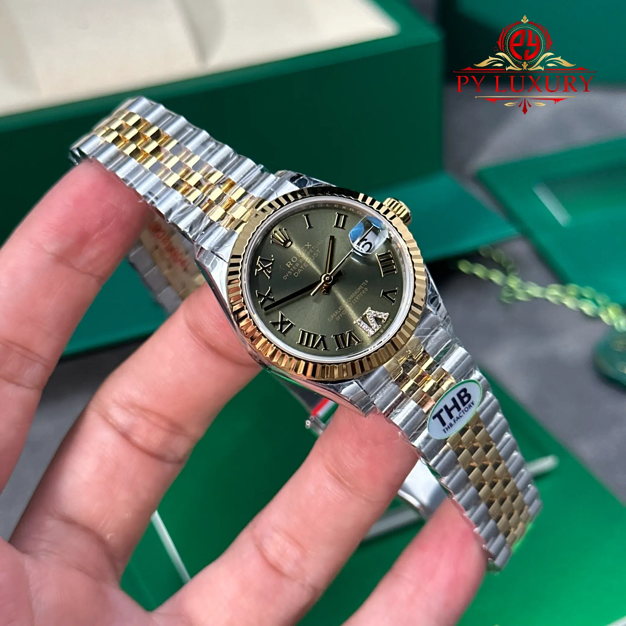 Rolex Datejust 278273-0016 Steel Yellow Gold Olive Green VI Diamond Dial Jubilee Bracelet - 4