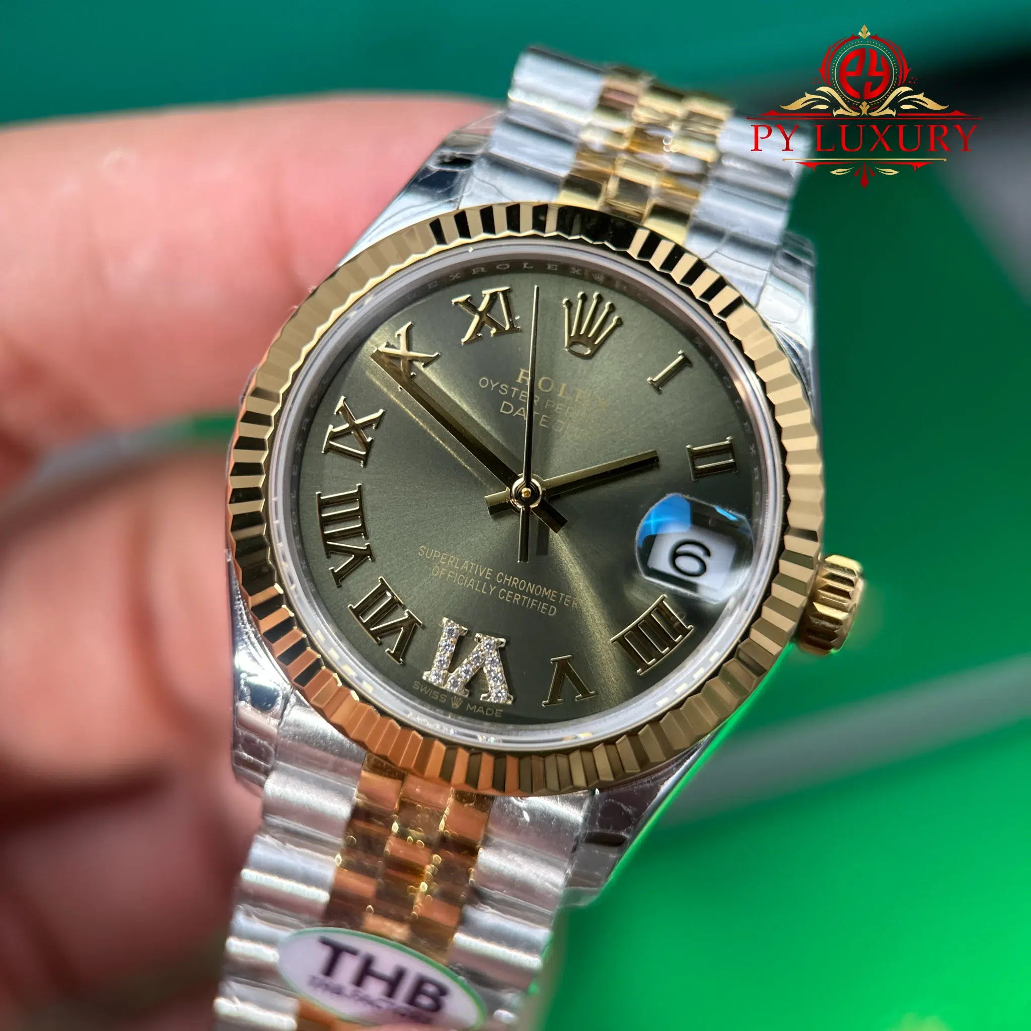 Rolex Datejust 278273-0016 Steel Yellow Gold Olive Green VI Diamond Dial Jubilee Bracelet - 5
