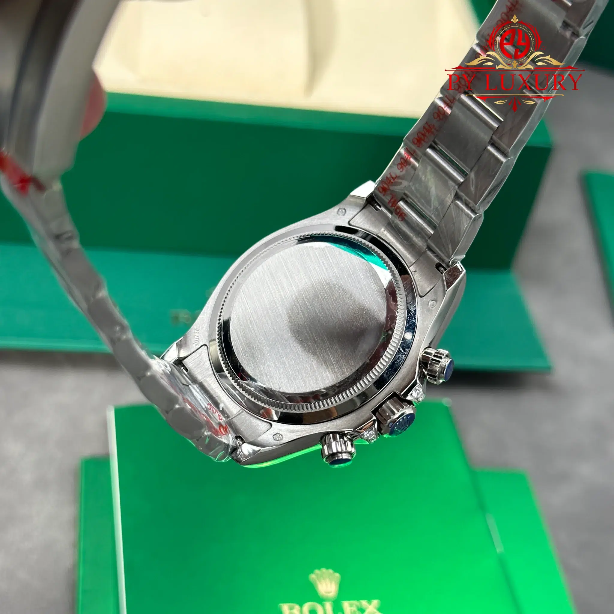 Rolex Daytona 126599TRU White Gold Custom Moissanite Black Dial Ruby Bezel Super Clone Gained Weight 215g (Free Sprung) - 11