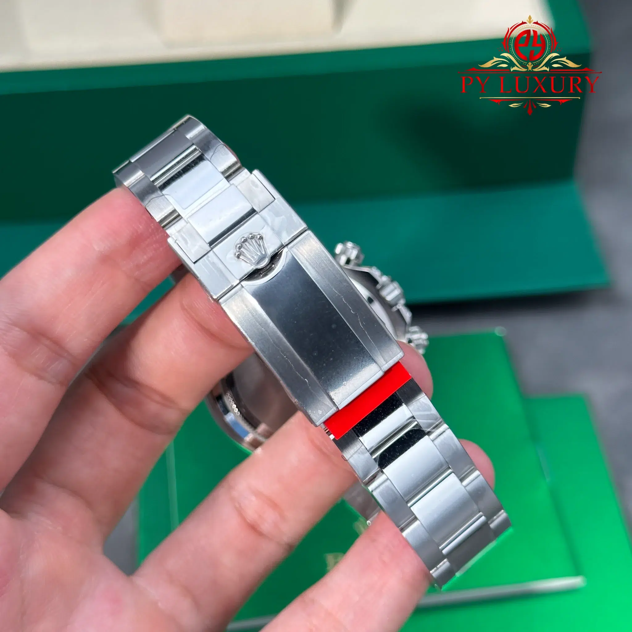 Rolex Daytona 126599TRU White Gold Custom Moissanite Black Dial Ruby Bezel Super Clone Gained Weight 215g (Free Sprung) - 13