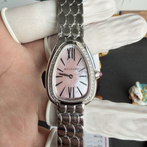 Bulgari Serpenti Seduttori 104218 Pink MOP Dial Diamond Bezel Quartz Best Replica 33mm