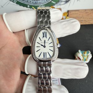 Bvlgari Serpenti Seduttori 103148 Steel Silver Dial Diamond Bezel Quartz Best Replica 33mm