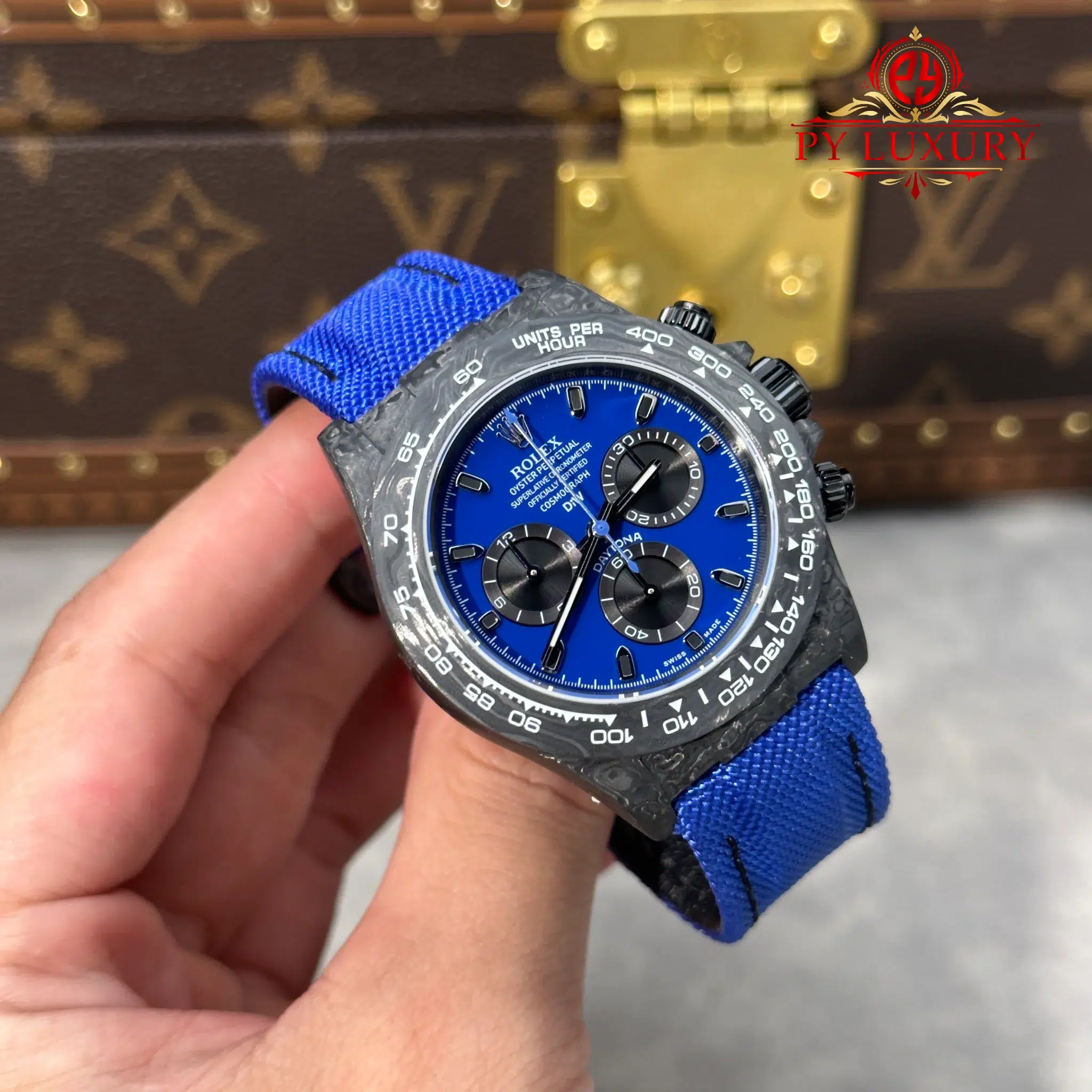 Rolex Daytona DiW Black Carbon Fiber Miami Blue Nylon Strap - 2