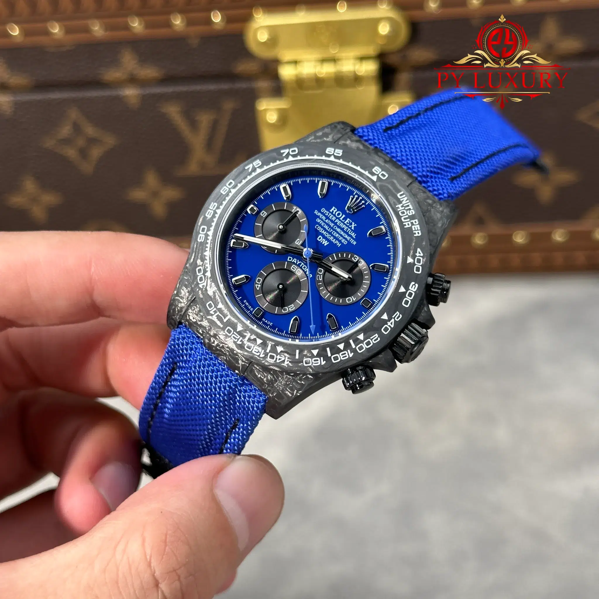 Rolex Daytona DiW Black Carbon Fiber Miami Blue Nylon Strap - 3